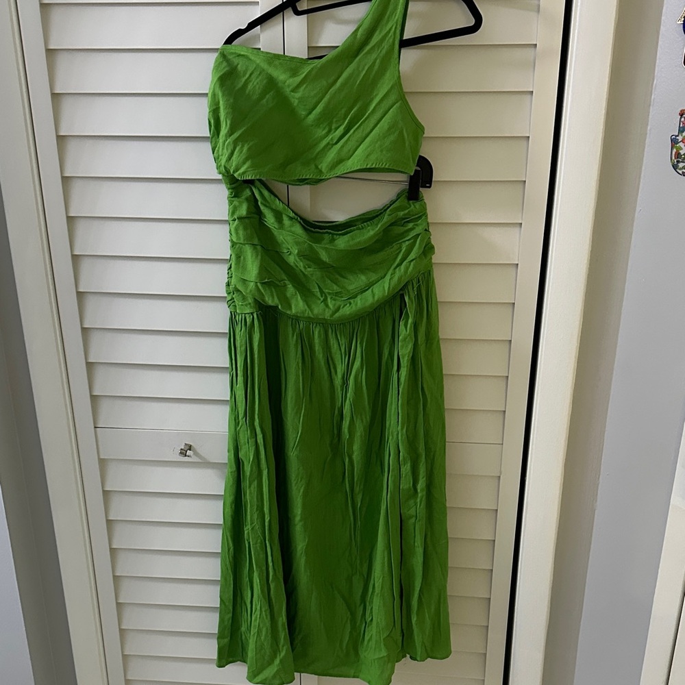 Sexy Green One-Shoulder Dress L
